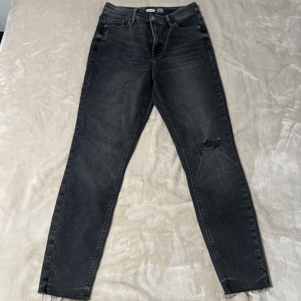 Old Navy Jeans Womens 10 Gray Rockstar 360 Stretch Dark Wash Casual High Rise